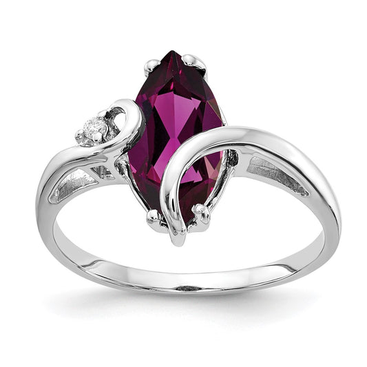 14k White Gold 12x6mm Marquise Rhodolite Garnet AAA Diamond ring