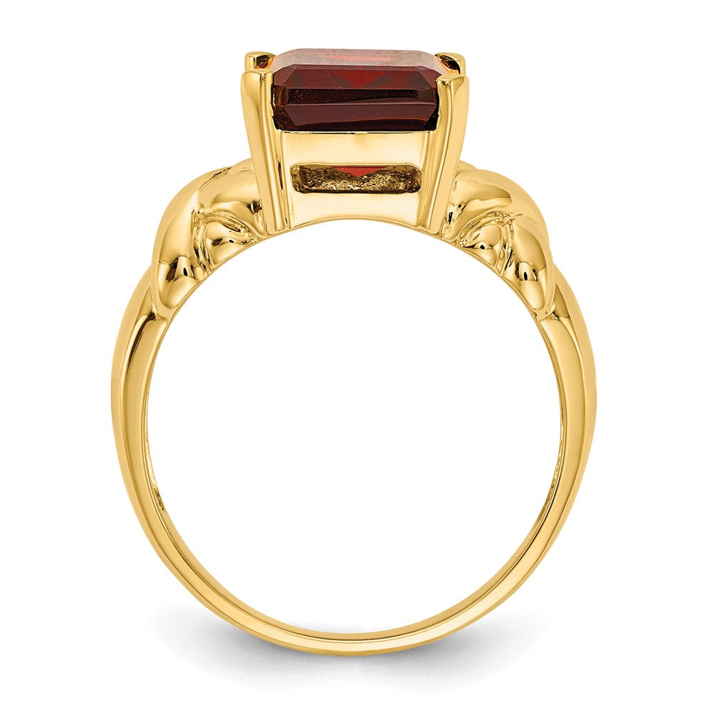 14k yellow gold 11x9mm emerald cut garnet ring y4533ga
