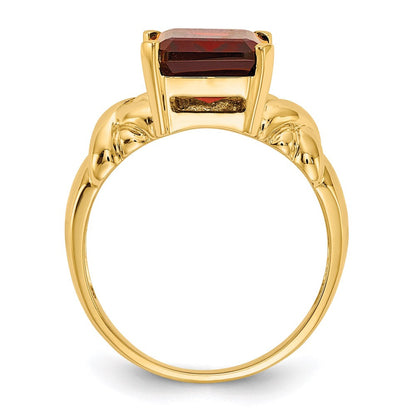 14k yellow gold 11x9mm emerald cut garnet ring y4533ga