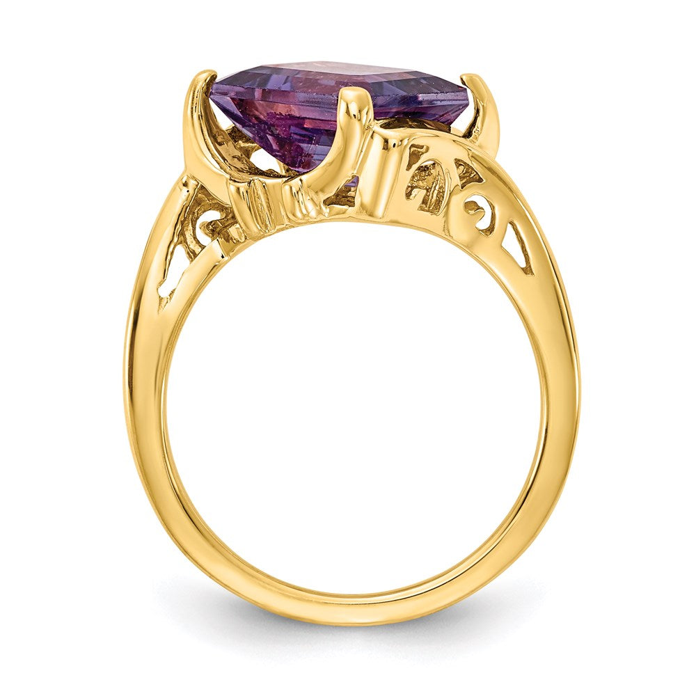 14k yellow gold 10x8mm emerald cut amethyst ring y4537am
