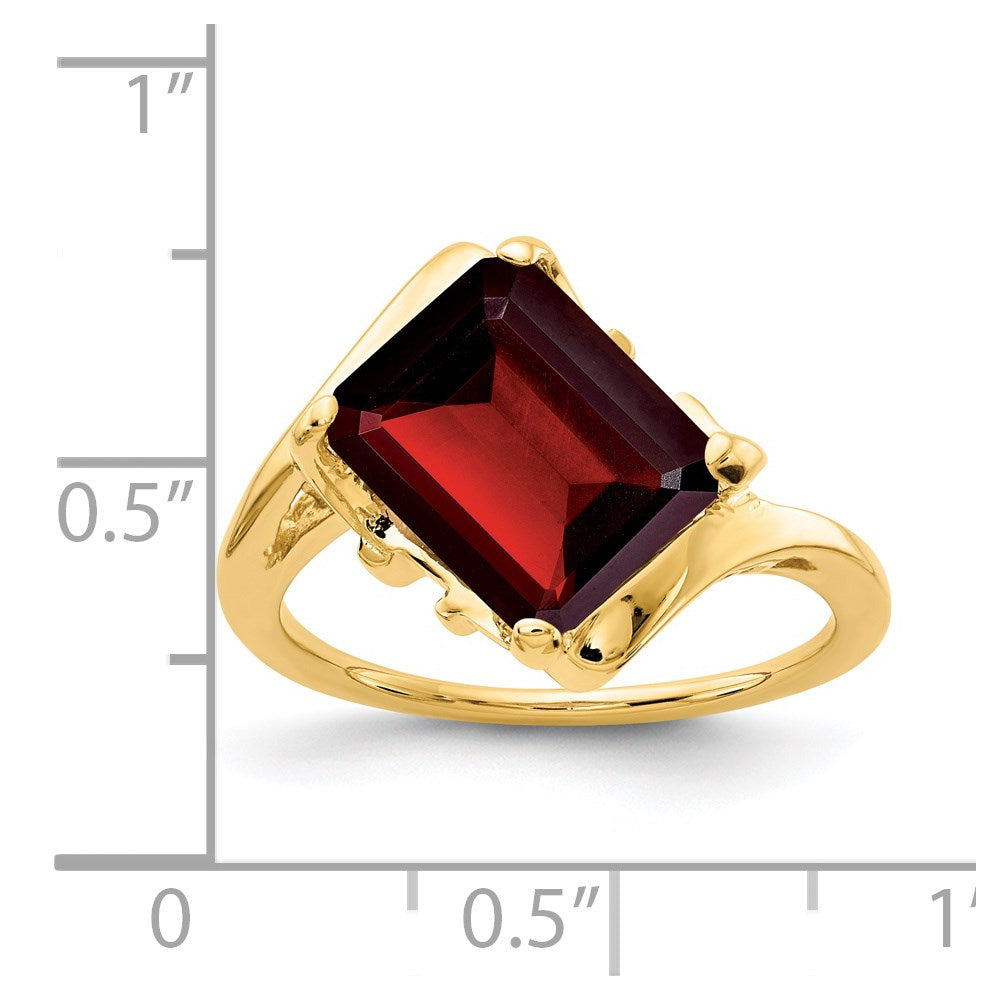 14k yellow gold 10x8mm emerald cut garnet ring y4537ga