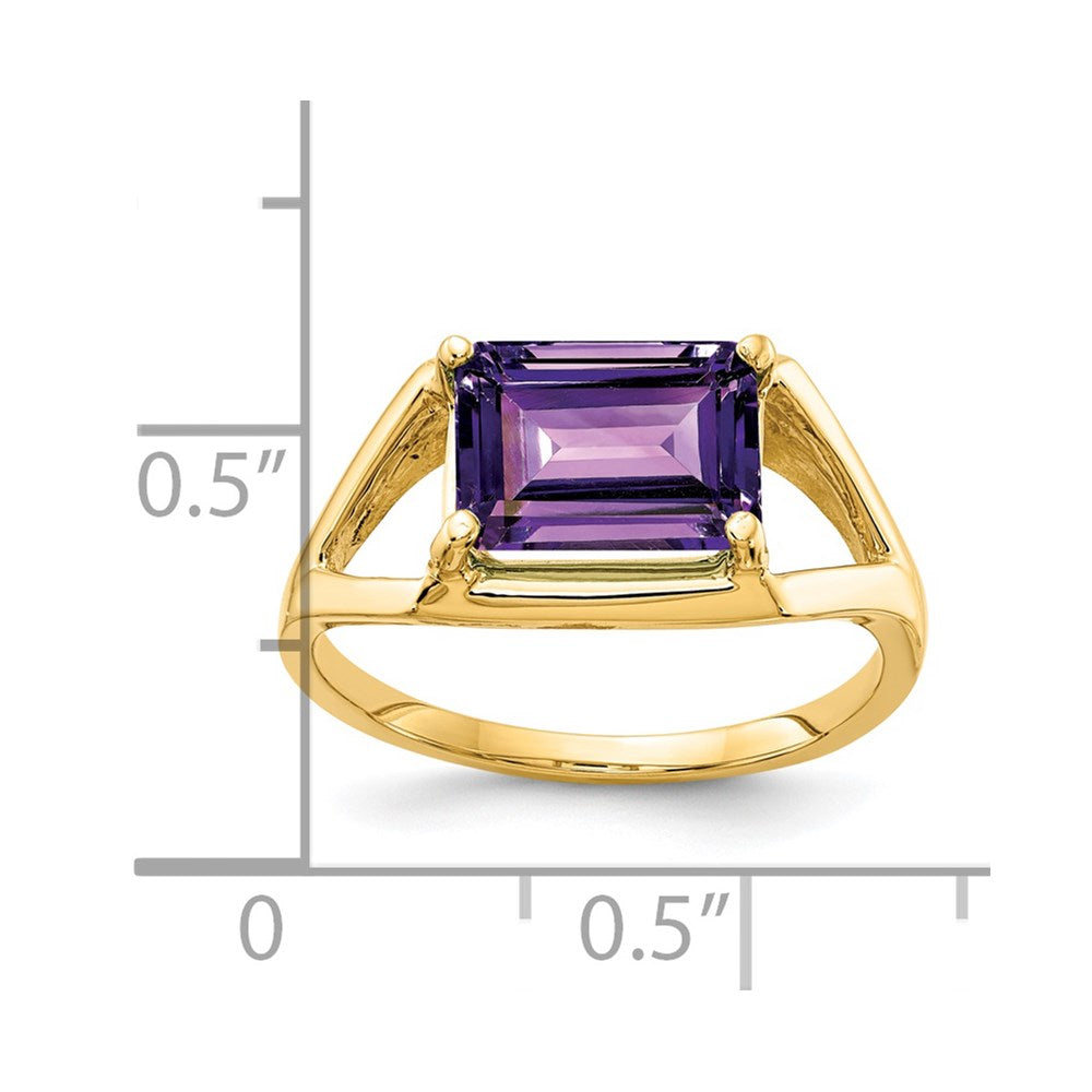 14k yellow gold 9x7mm emerald cut amethyst ring y4538am