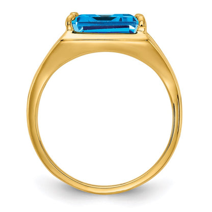 14k yellow gold 9x7mm emerald cut blue topaz ring y4538bt