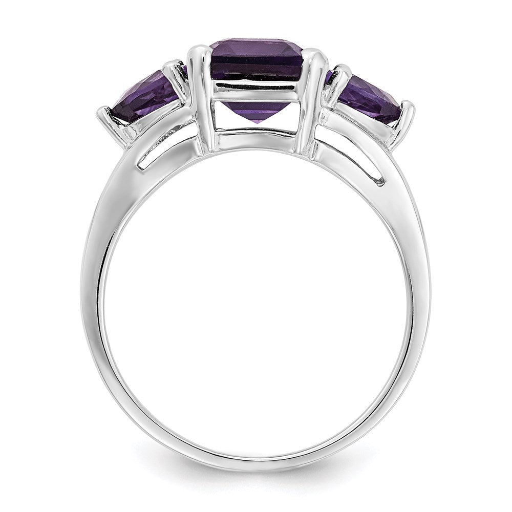 14k white gold amethyst 3 stone ring y4543am