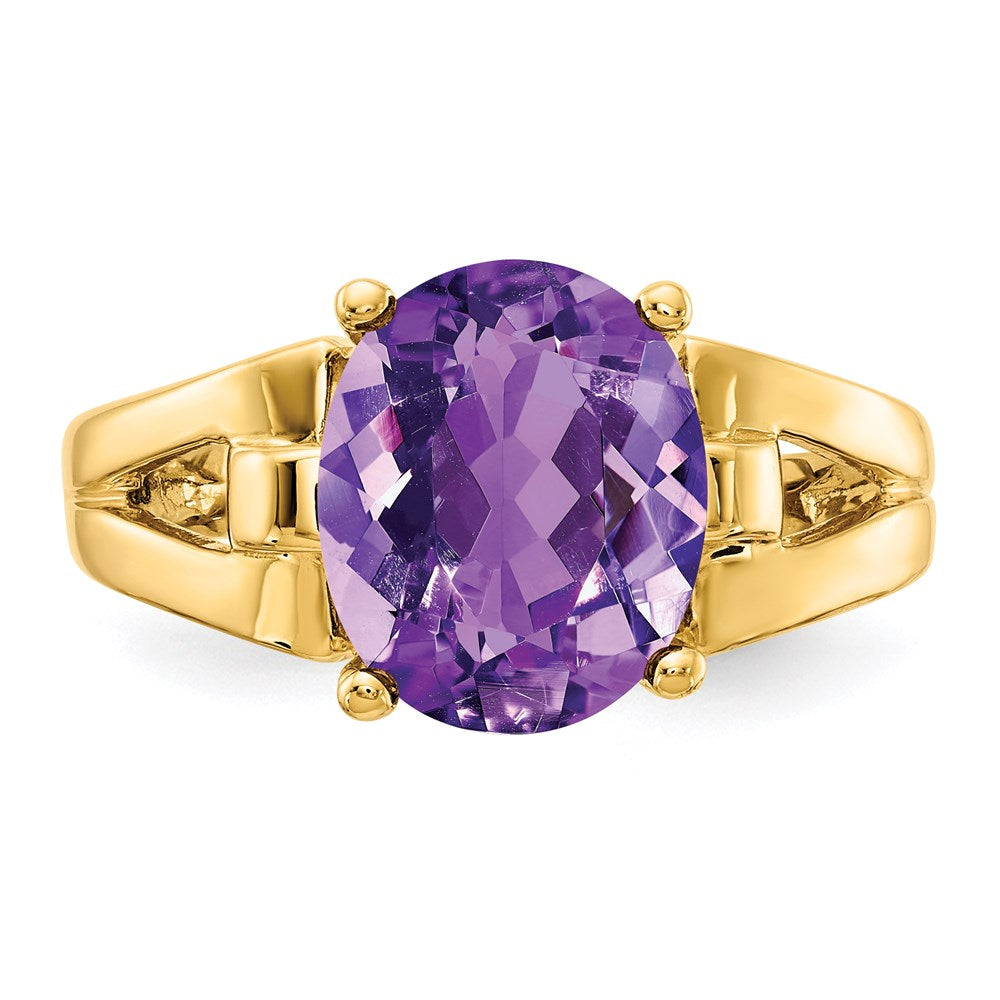 14K Yellow Gold 11x9mm Oval Amethyst ring