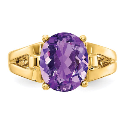 14K Yellow Gold 11x9mm Oval Amethyst ring