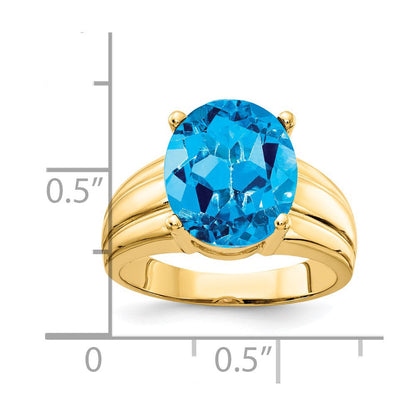 14K Yellow Gold 12x10mm Oval Blue Topaz ring