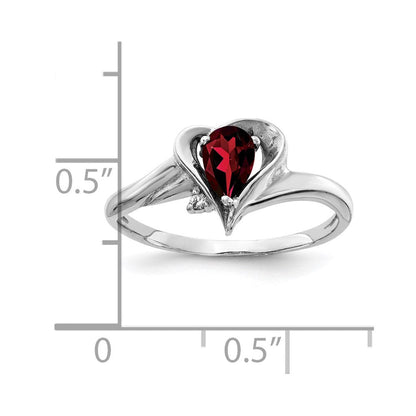 14k White Gold 6x4mm Pear Garnet A Real Diamond ring
