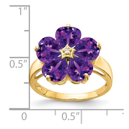 14k Yellow Gold 6mm Heart Amethyst AAA Diamond ring