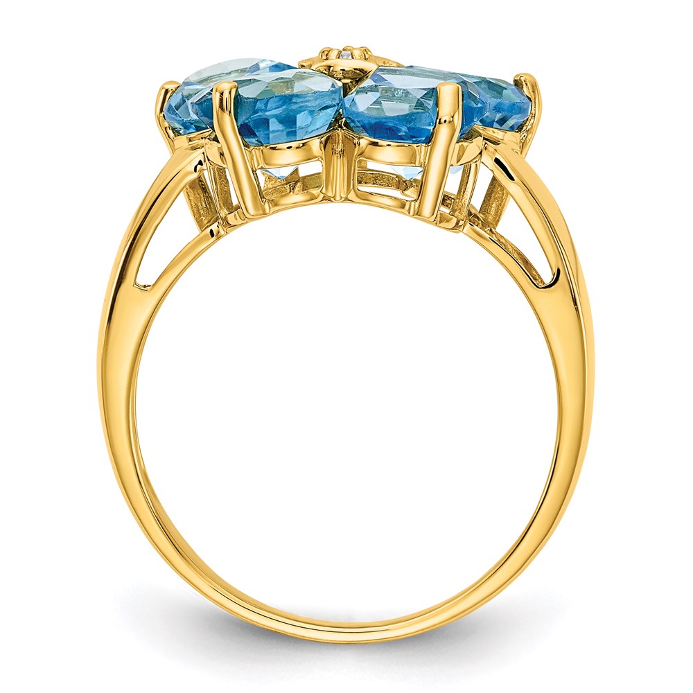 14K Yellow Gold 6mm Heart Blue Topaz A Real Diamond ring