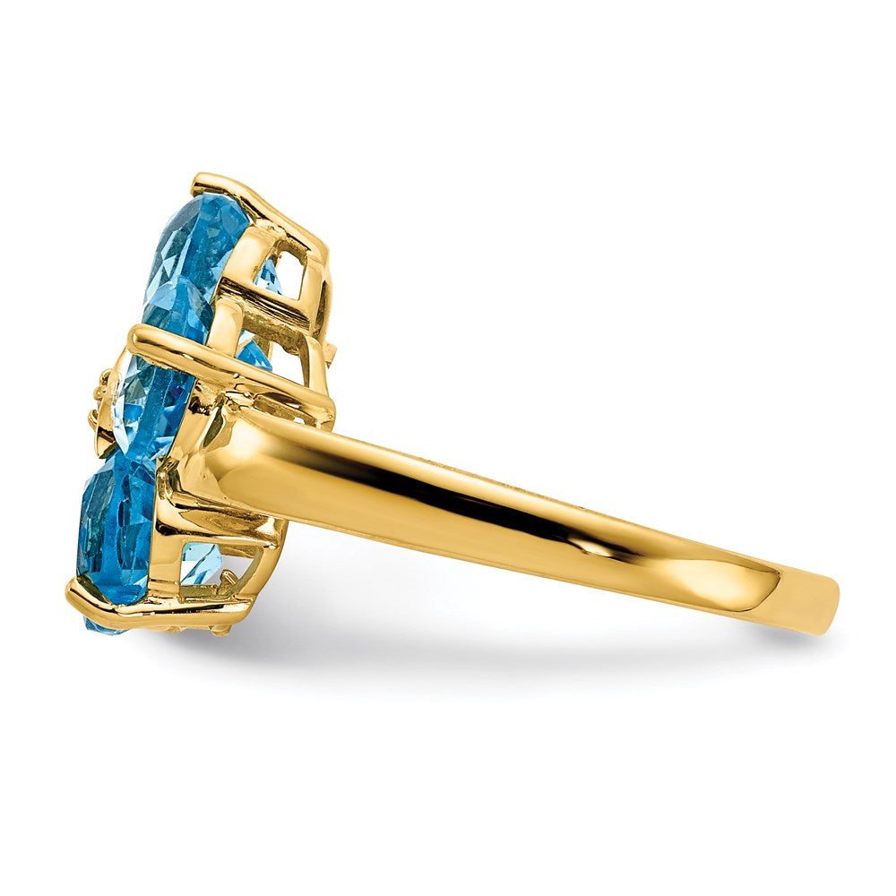 14K Yellow Gold 6mm Heart Blue Topaz A Real Diamond ring