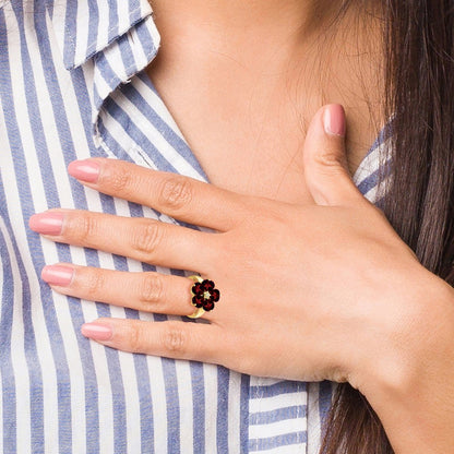 14k Yellow Gold 6mm Heart Garnet AA Diamond ring