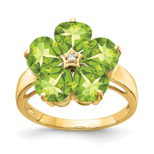 14K Yellow Gold 6mm Heart Peridot A Real Diamond ring