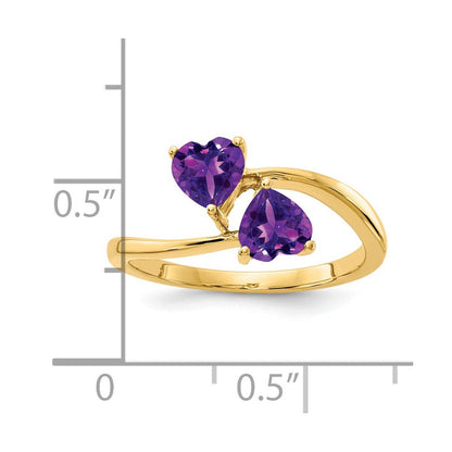 14K Yellow Gold 5mm Heart Amethyst ring
