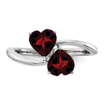 14k White Gold 5mm Heart Garnet ring