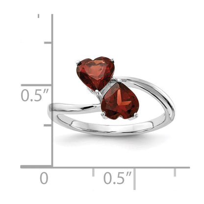 14k White Gold 5mm Heart Garnet ring