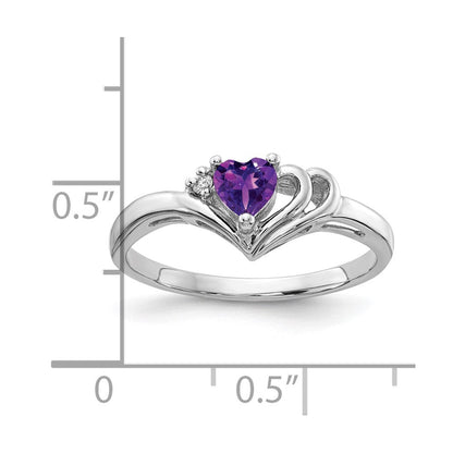 14k White Gold 4mm Heart Amethyst A Real Diamond ring