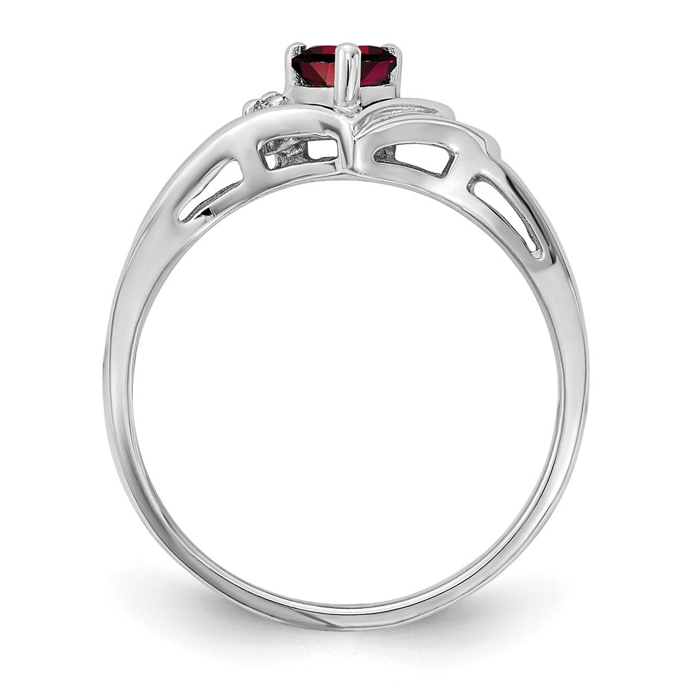 14k White Gold 4mm Heart Garnet A Real Diamond ring