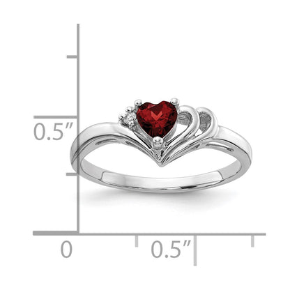 14k White Gold 4mm Heart Garnet A Real Diamond ring