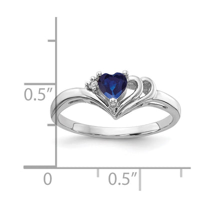 14k White Gold 4mm Heart Sapphire A Real Diamond ring