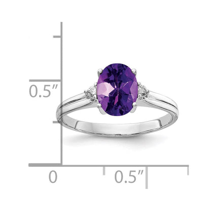 14k White Gold 8x6mm Oval Amethyst A Real Diamond ring