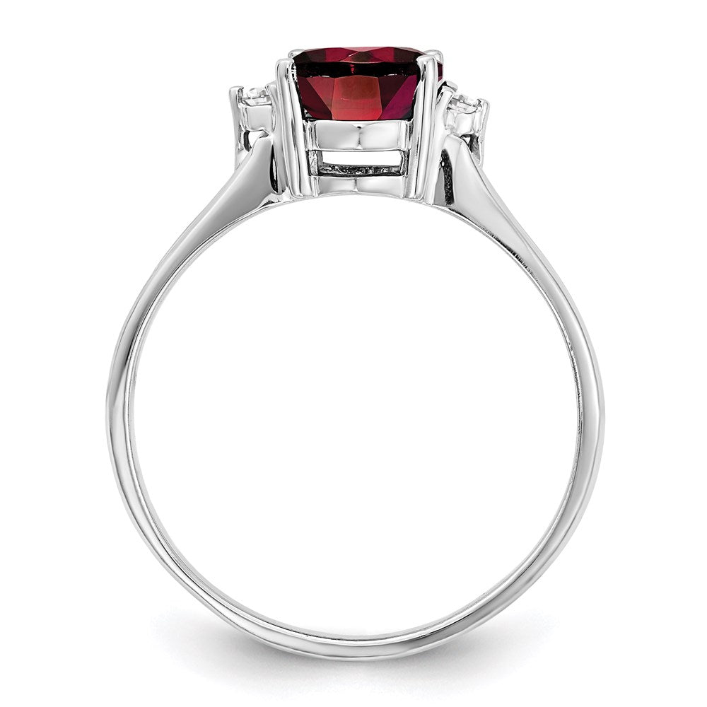 14k White Gold 8x6mm Oval Garnet A Real Diamond ring