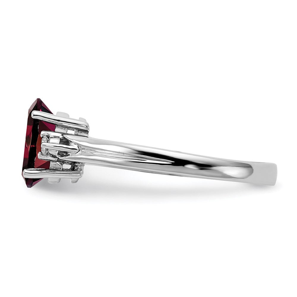 14k White Gold 8x6mm Oval Garnet A Real Diamond ring