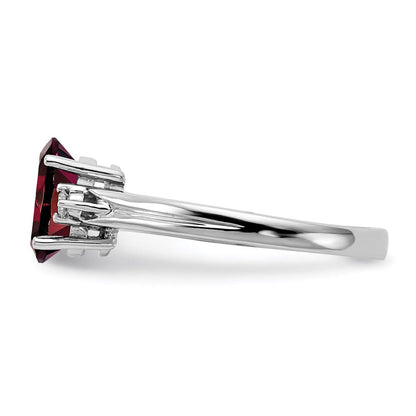 14k White Gold 8x6mm Oval Garnet A Real Diamond ring