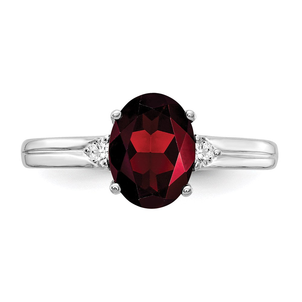 14k White Gold 8x6mm Oval Garnet A Real Diamond ring