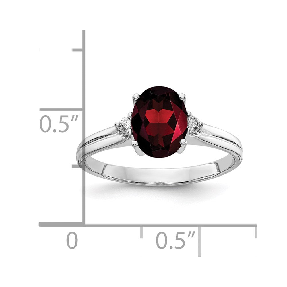 14k White Gold 8x6mm Oval Garnet A Real Diamond ring