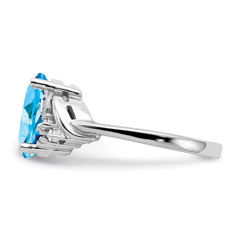 14k White Gold 10x8mm Oval Blue Topaz A Real Diamond ring