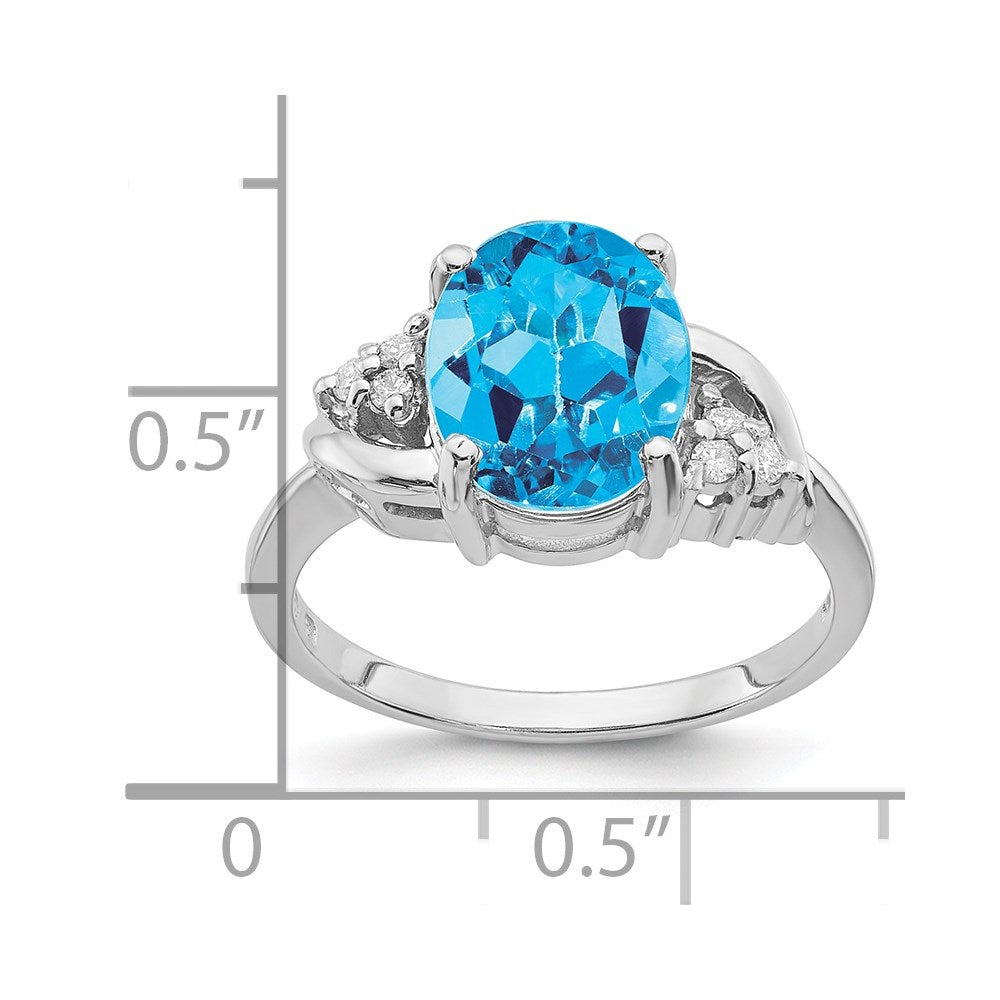 14k White Gold 10x8mm Oval Blue Topaz A Real Diamond ring