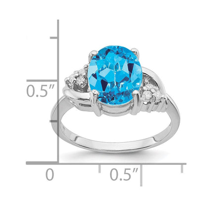 14k White Gold 10x8mm Oval Blue Topaz A Real Diamond ring