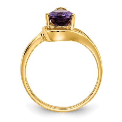 14K Yellow Gold 9x6mm Pear Amethyst ring