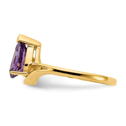 14K Yellow Gold 9x6mm Pear Amethyst ring