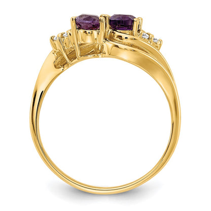 14k Yellow Gold 6x4mm Oval Amethyst AA Diamond ring