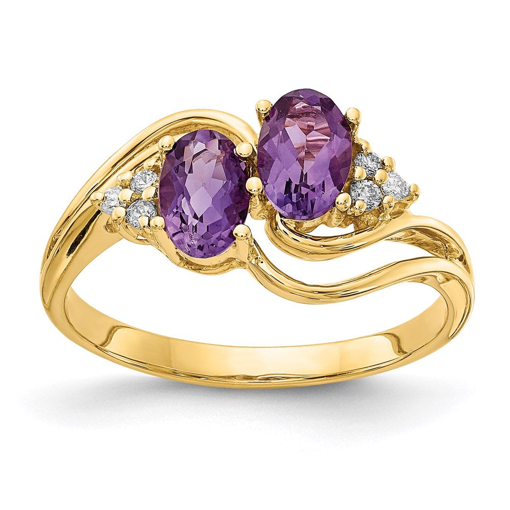 14K Yellow Gold 6x4mm Oval Amethyst A Real Diamond ring