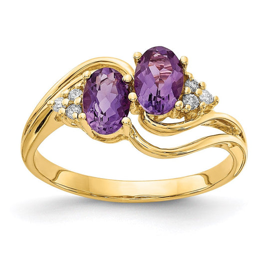 14K Yellow Gold 6x4mm Oval Amethyst A Real Diamond ring