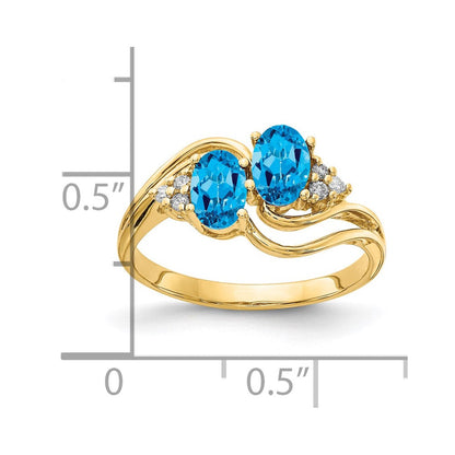 14K Yellow Gold 6x4mm Oval Blue Topaz A Real Diamond ring