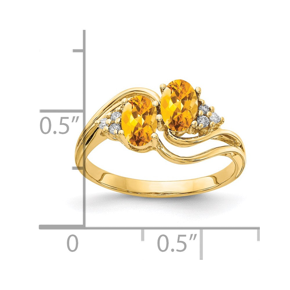 14K Yellow Gold 6x4mm Oval Citrine A Real Diamond ring