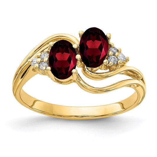 14K Yellow Gold 6x4mm Oval Garnet A Real Diamond ring