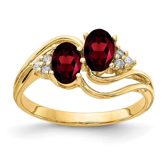 14k Yellow Gold 6x4mm Oval Garnet AAA Diamond ring