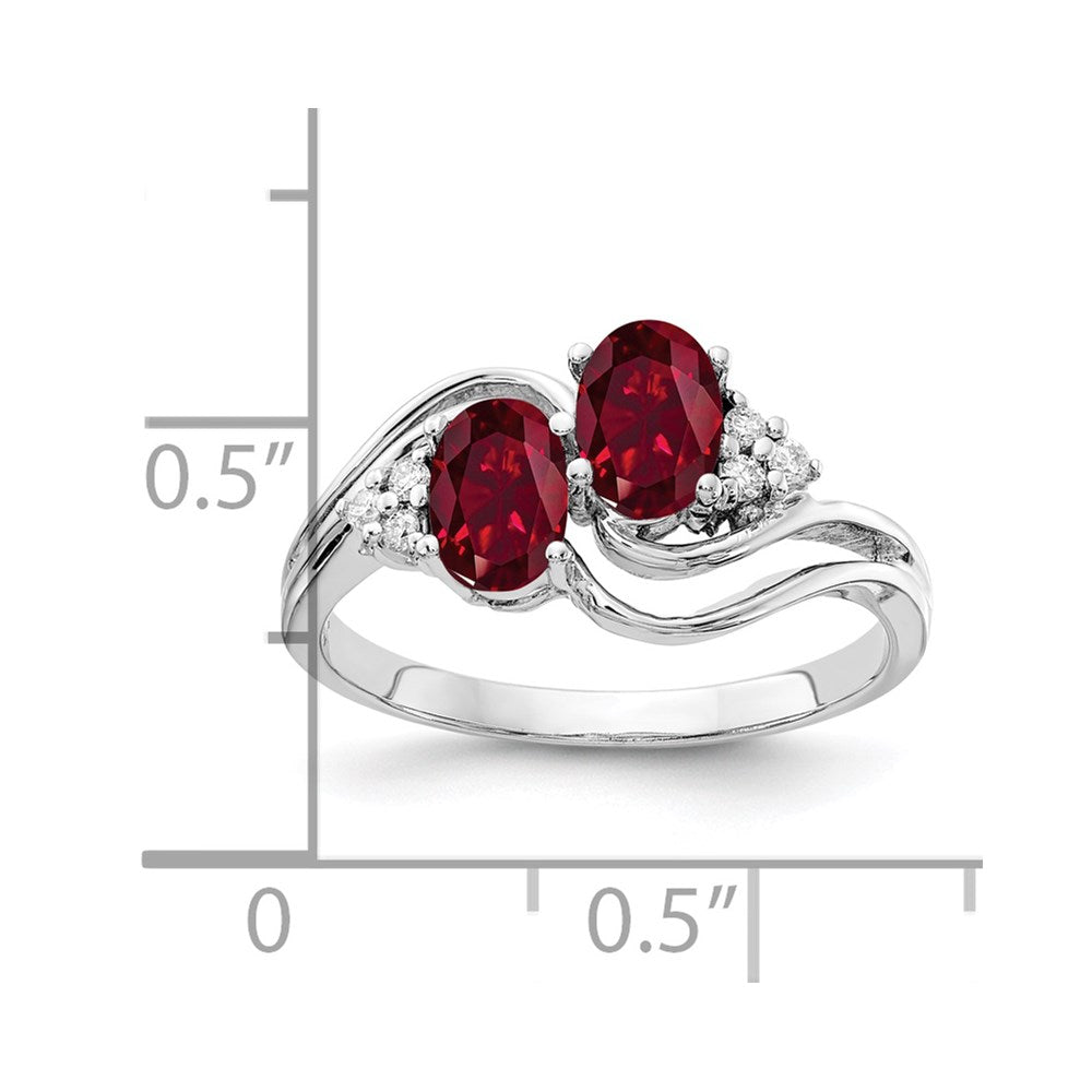 14k White Gold 6x4mm Oval Created Ruby A Real Diamond ring