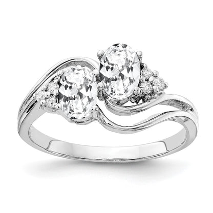 14k White Gold 6x4mm Oval Cubic Zirconia AAA Diamond ring