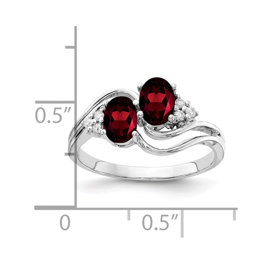 14k White Gold 6x4mm Oval Garnet A Real Diamond ring