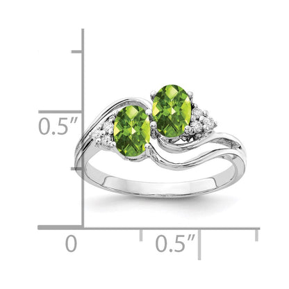 14k White Gold 6x4mm Oval Peridot Checker A Real Diamond ring