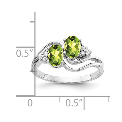 14k White Gold 6x4mm Oval Peridot AA Diamond ring