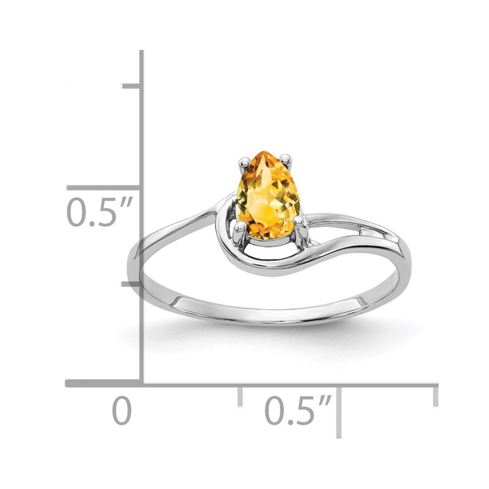 14k White Gold 6x4mm Pear Citrine ring