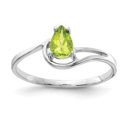 14k white gold 6x4mm pear peridot ring y4627pe