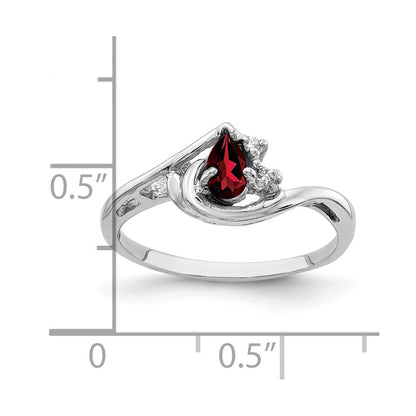 14k White Gold 5x3mm Pear Garnet A Real Diamond ring